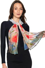 Load image into Gallery viewer, Aloka Cupro Floral Scarves: Sage &amp; Indigo
