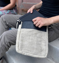 Load image into Gallery viewer, Vegan Recycled Inner Tube and Hemp Urban Crossbody Bag: Olive
