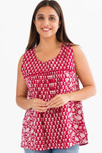 Load image into Gallery viewer, Pavitra Block Print Sleeveless Tops: Sky Blue / S/M
