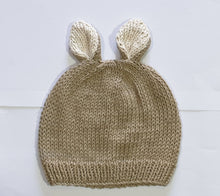 Load image into Gallery viewer, Baby &amp; Toddler Bunny Hat – Knit Handmade, Organic Cotton: Medium
