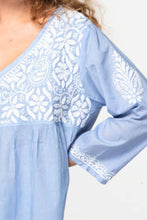 Load image into Gallery viewer, Ramani Embroidered Tops: White &amp; Purple / L/XL
