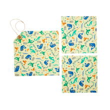 Load image into Gallery viewer, Reusable Beeswax Food Wrap Lunch Pack (1 Sandwich/2 Medium) - Under the Sea Print
