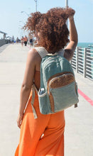 Load image into Gallery viewer, Hemp Cotton Backpack in Olive Green and Light Brown
