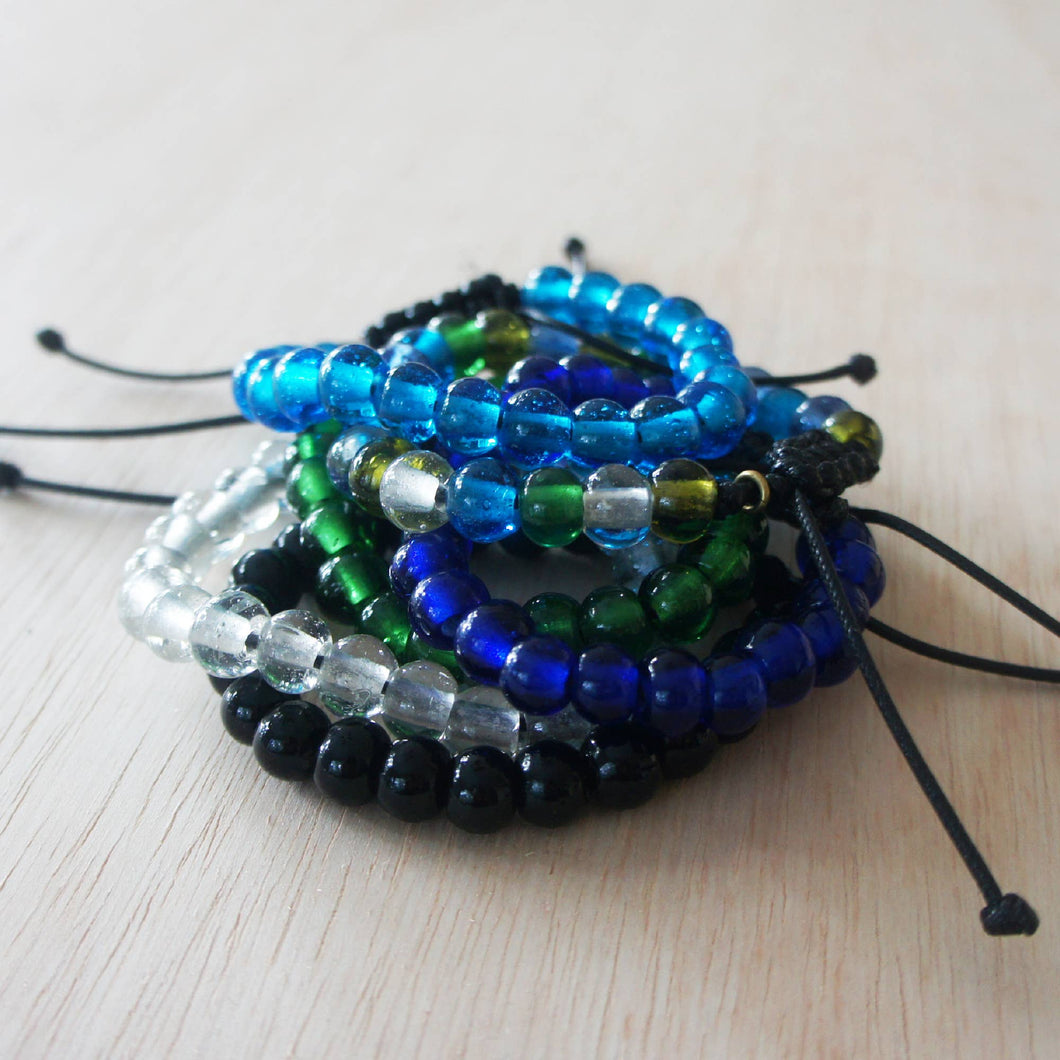 Adjustable Recycled Glass Bracelet: Sky Blue