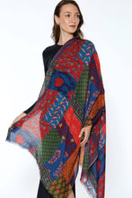 Load image into Gallery viewer, Amiya Fine Wool Shawls: Red Multi Patchwork
