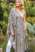 Load image into Gallery viewer, Gray Rajika Embroidered Floral Shawl
