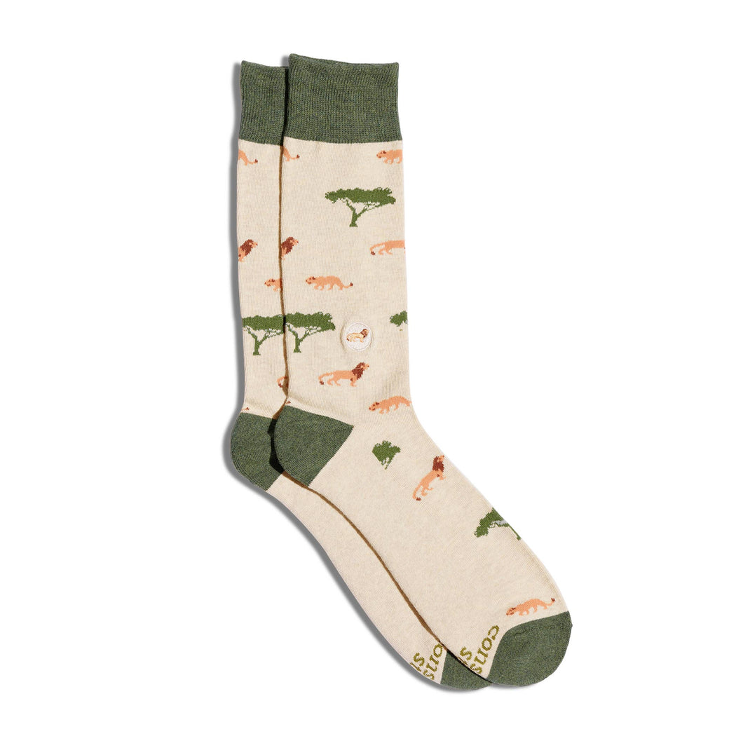 Socks that Protect Lions - Medium (Beige Lions)
