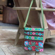 Load image into Gallery viewer, Embroidered Floral 5-Zip Crossbody Bag
