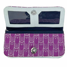 Load image into Gallery viewer, Cat Print Long Wallet - Gift for Cat Lovers - Vegan Wallet: Purple
