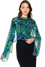 Load image into Gallery viewer, Aloka Cupro Floral Scarves: Sage &amp; Indigo
