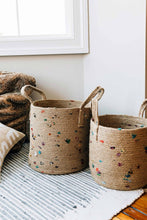 Load image into Gallery viewer, Bright Bits Jute Basket 10&quot;
