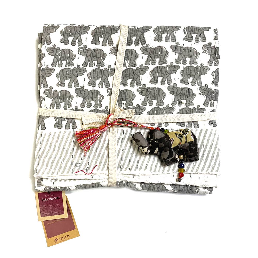 Kantha Baby Blanket - Elephant