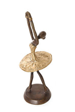 Load image into Gallery viewer, Golden Ballerina in Relevé Burkina Bronze Sculpture
