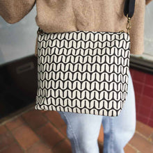 Load image into Gallery viewer, Medium Canvas Handbag - Geometric Purse -  Vegan Crossbody: Forest Green
