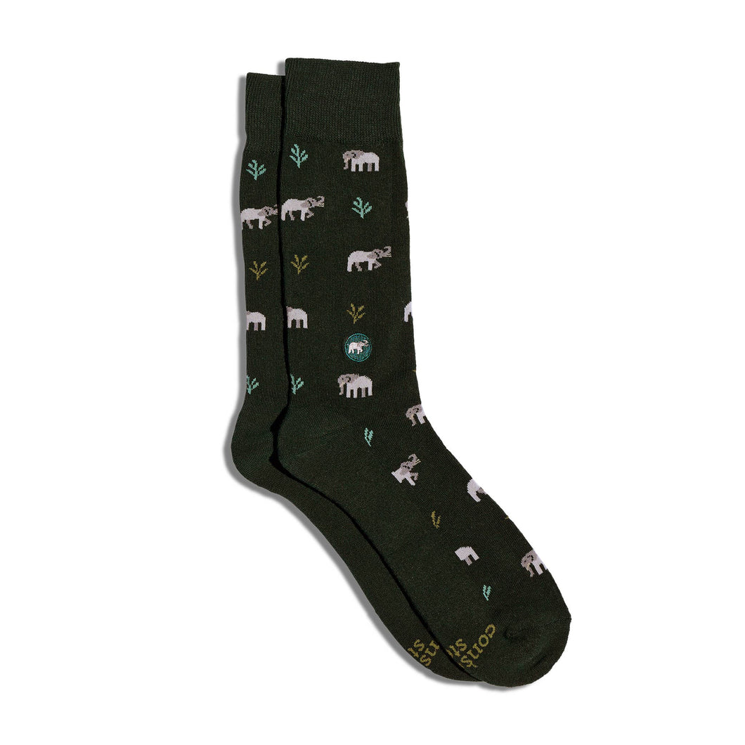 Socks that Protect Elephants - Small (Green Elephants)