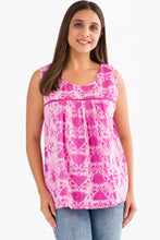 Load image into Gallery viewer, Pavitra Block Print Sleeveless Tops: Sky Blue / S/M
