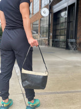 Load image into Gallery viewer, Vegan Recycled Inner Tube and Hemp Sling Bag - Olive
