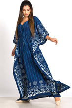 Load image into Gallery viewer, Spiral Block Print Kaftan Dresses: Steel Grey

