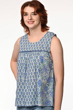 Load image into Gallery viewer, Pavitra Block Print Sleeveless Tops: Sky Blue / S/M
