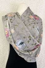 Load image into Gallery viewer, Gray Rajika Embroidered Floral Shawl
