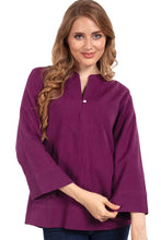 Load image into Gallery viewer, Jewel Tone Flax Linen Tunics: Denim Blue / S/M

