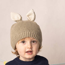 Load image into Gallery viewer, Baby &amp; Toddler Bunny Hat – Knit Handmade, Organic Cotton: Medium

