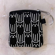 Load image into Gallery viewer, Fabric Earbuds Case  - Earbuds Holder - Cat Print Mini Pouch: Black Cats
