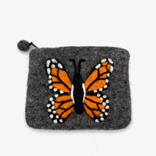Load image into Gallery viewer, Monarch Butterfly Felt Coin Purse: Blue

