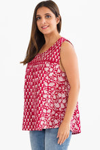 Load image into Gallery viewer, Pavitra Block Print Sleeveless Tops: Sky Blue / L/XL
