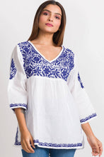 Load image into Gallery viewer, Ramani Embroidered Tops: White &amp; Purple / S/M
