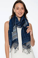 Load image into Gallery viewer, Kalya Wool &amp; Cotton Shawl: Black &amp; Silver
