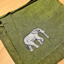 Load image into Gallery viewer, Cotton Messenger Bag with Elephant - Orange
