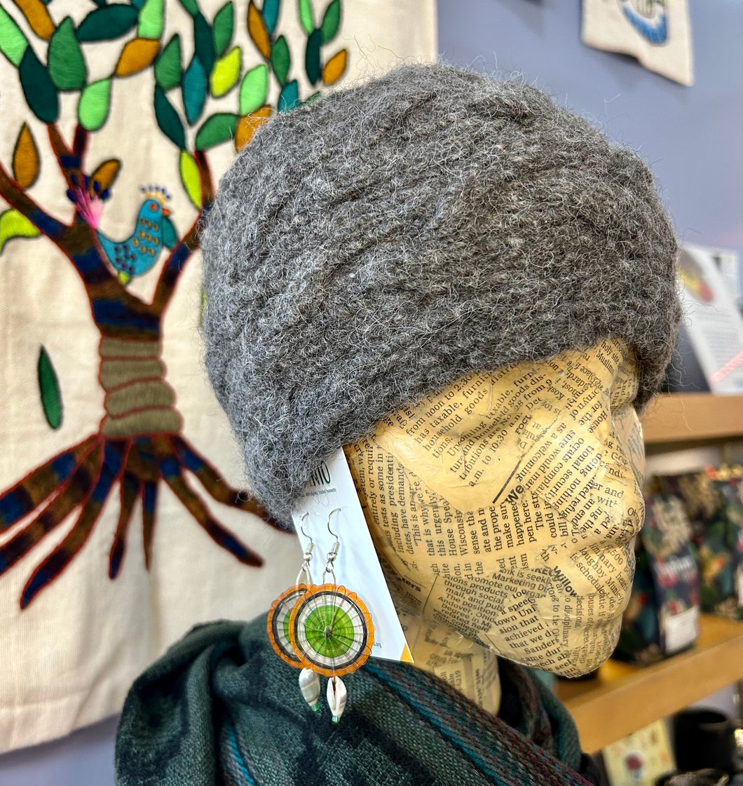 Hand Knit Alpaca Ear Warmer - Open Cable Knit