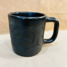 Load image into Gallery viewer, Black Ceramic Handled Mug with Etching
