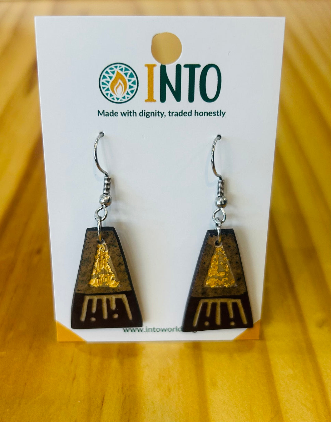 Jicara Dangle with Gold Leaf Earrings