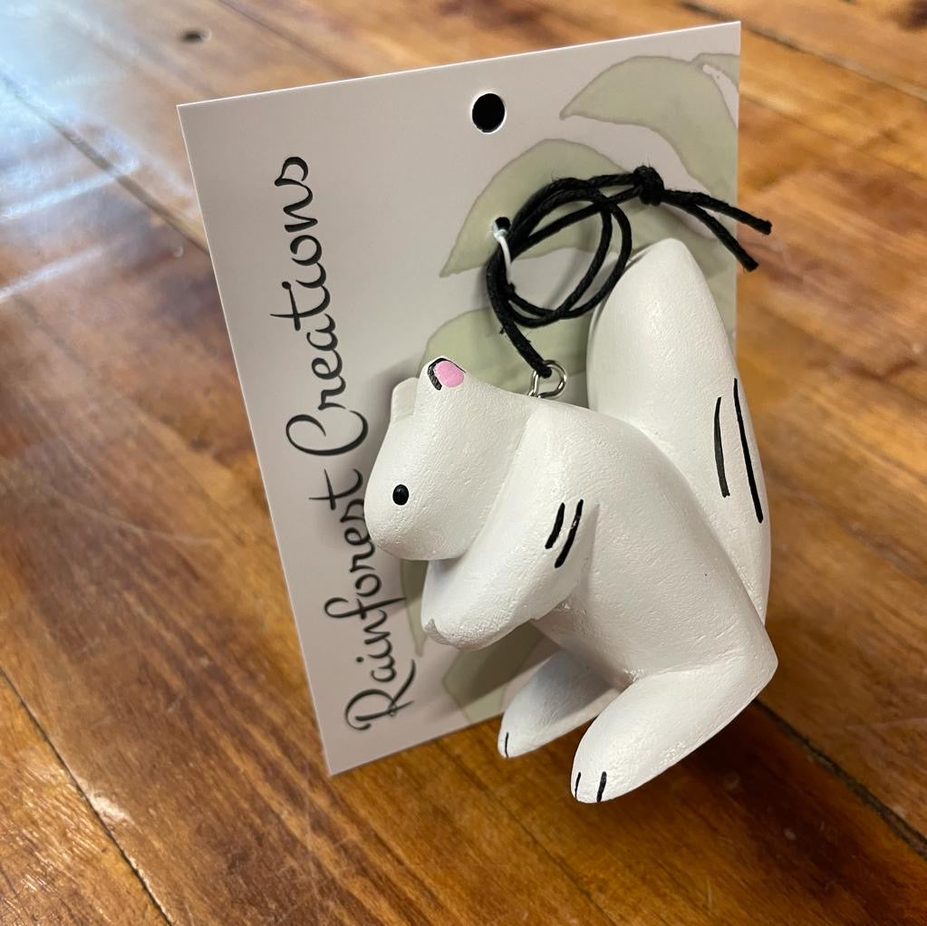 Mini Albino Squirrel Balsa Ornament
