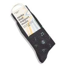 Load image into Gallery viewer, Socks that Support Music (Gray Music Notes) - Small
