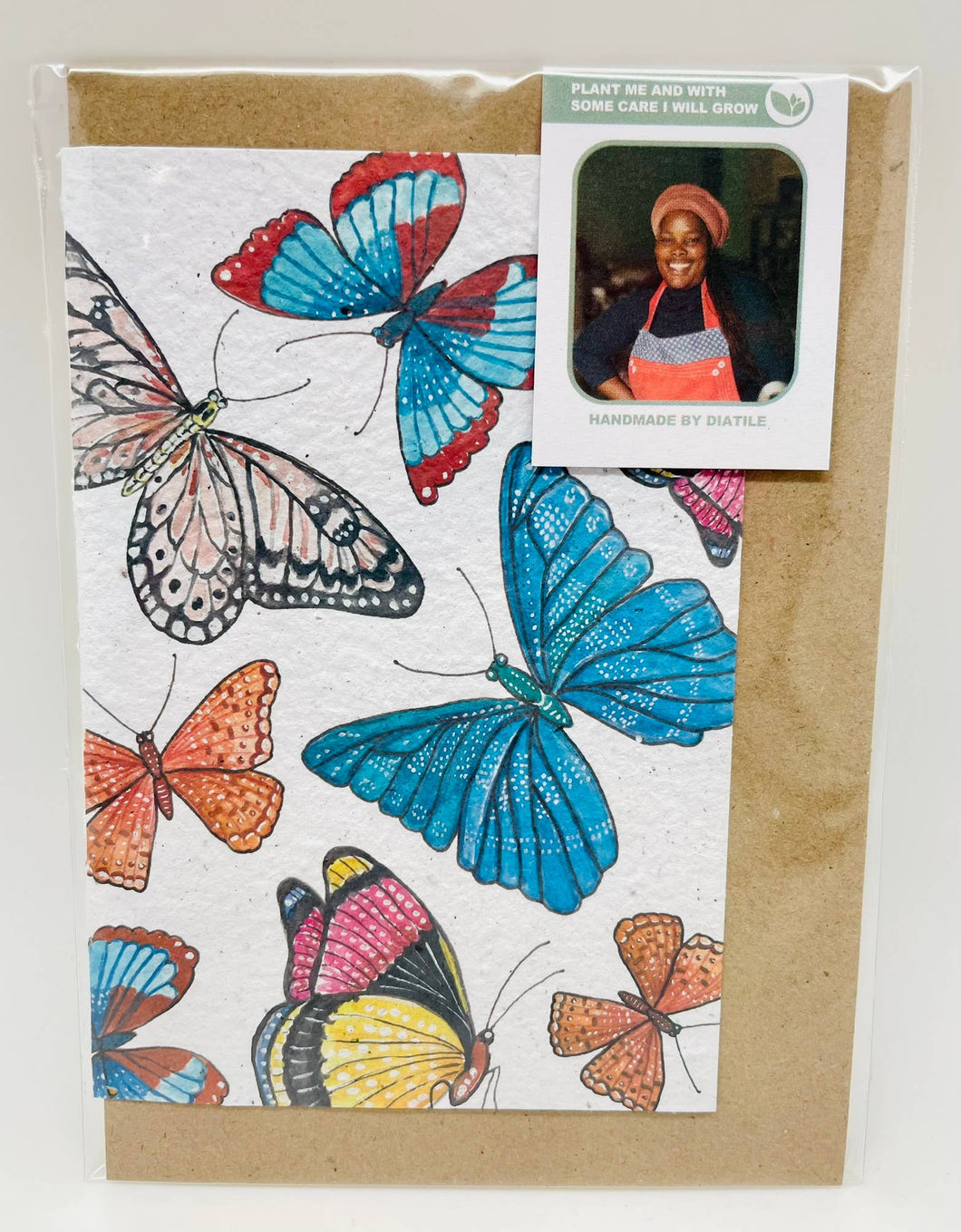 Growing Paper greeting card - Butterfly Print: Plastic Sleeve