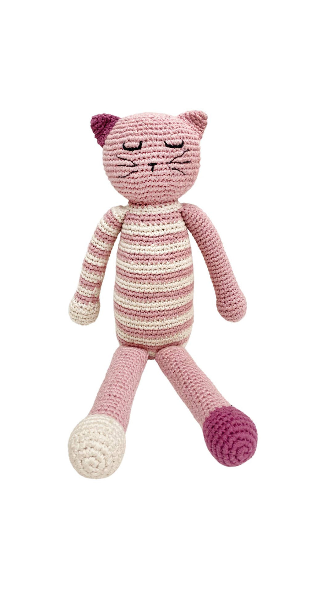 Sleeping Kitten - Plush Toy Rattle - Pink