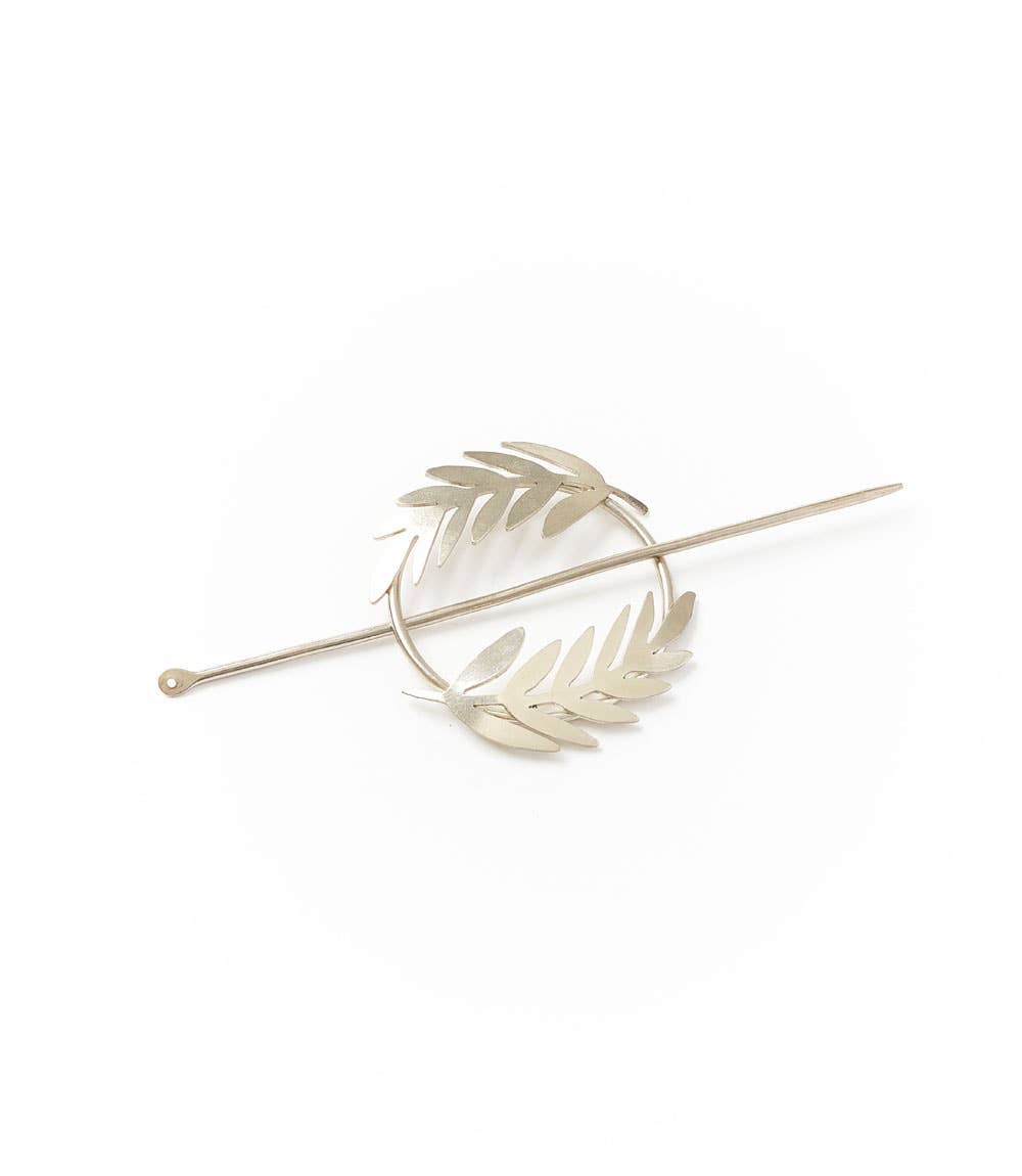 Kavya Hair Slide with Stick - Silver Fern