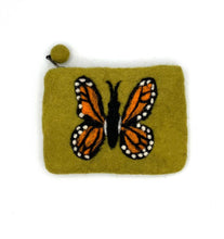 Load image into Gallery viewer, Monarch Butterfly Felt Coin Purse - Purple
