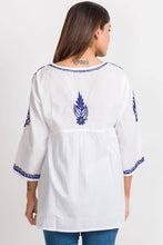 Load image into Gallery viewer, Ramani Embroidered Tops: White &amp; Purple / L/XL
