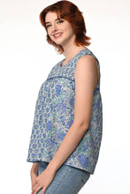Load image into Gallery viewer, Pavitra Block Print Sleeveless Tops: Sky Blue / L/XL
