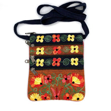 Load image into Gallery viewer, Embroidered Floral 5-Zip Crossbody Bag
