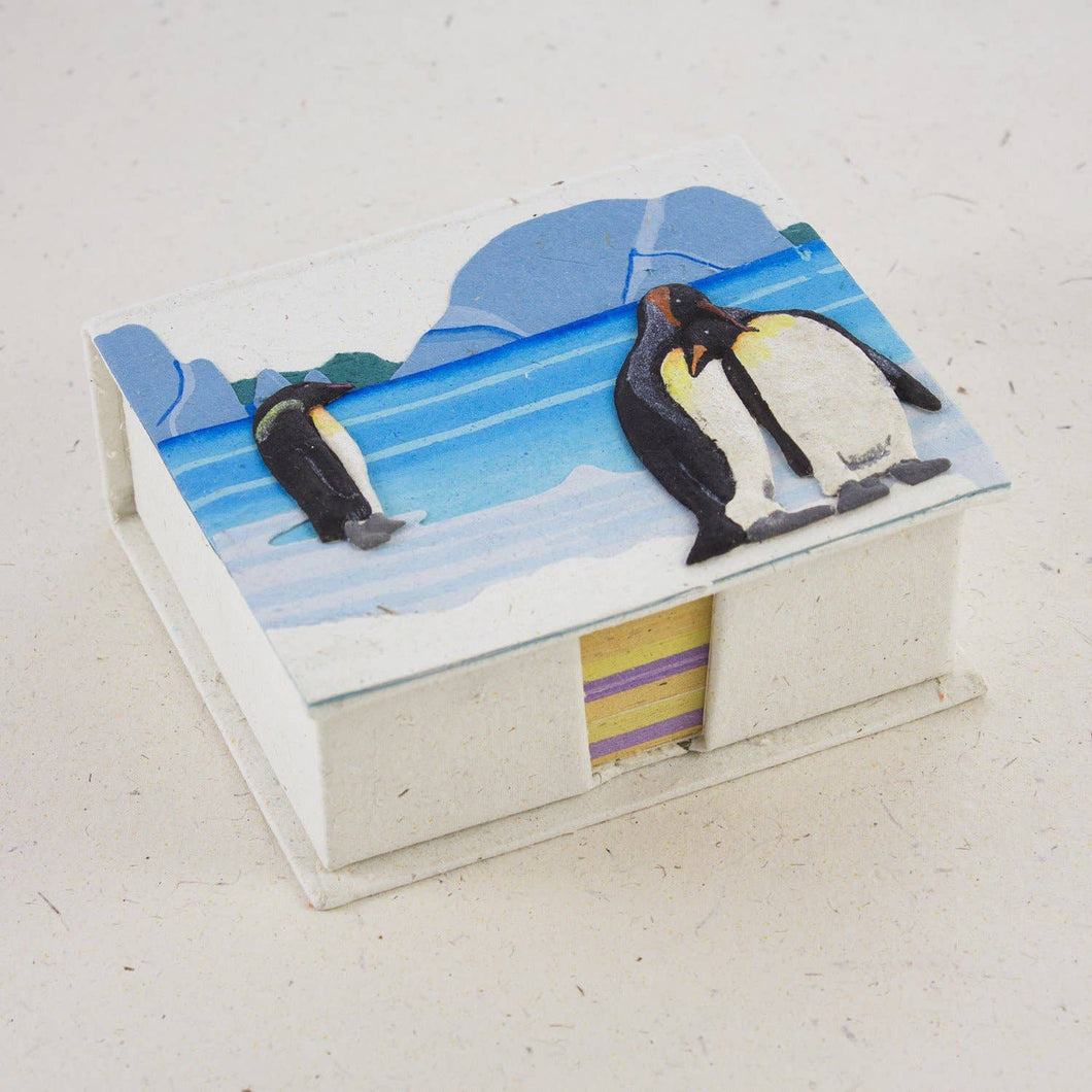 Note Box Penguins Natural White