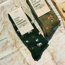 Load image into Gallery viewer, Socks that Protect Elephants - Medium (Green Elephants)
