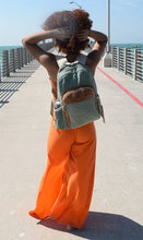 Load image into Gallery viewer, Hemp Cotton Backpack in Olive Green and Light Brown
