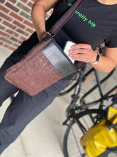 Load image into Gallery viewer, Vegan Recycled Inner Tube and Hemp Urban Crossbody Bag: Olive
