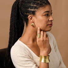 Load image into Gallery viewer, Diva Hammered Brass Hoop Earrings
