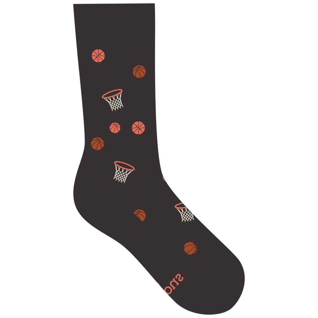 Socks that Support Youth Sports (Gray Basketballs): Medium